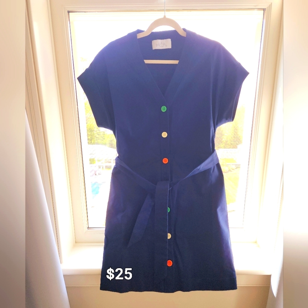 Beautiful navy blue dress with colorful buttons size S